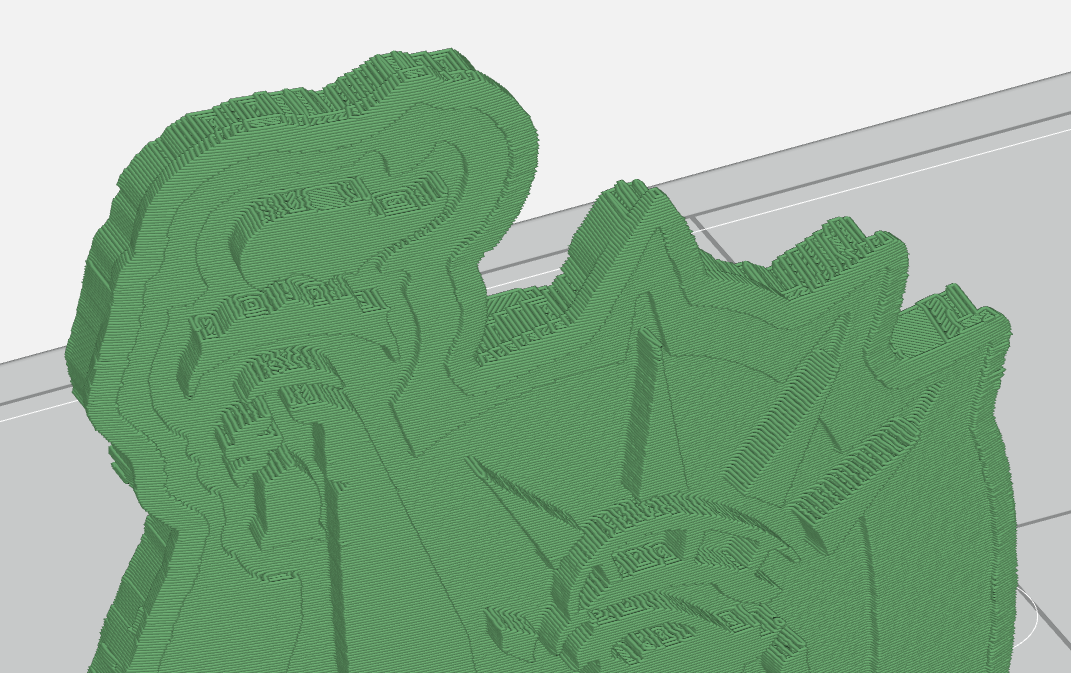 visualization of the thicker layer lines on a 3D Printed part made using Fused Deposition Modeling (FDM)